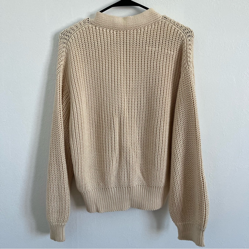 Sister Katie Cbk Cream Chunky Knit Button-Front Sweater Cardigan Size Small — image 6 of 8